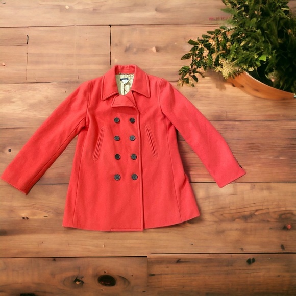 J. Crew Jackets & Blazers - J. Crew Women’s Double Breasted Wool Blended Red Pea Coat L